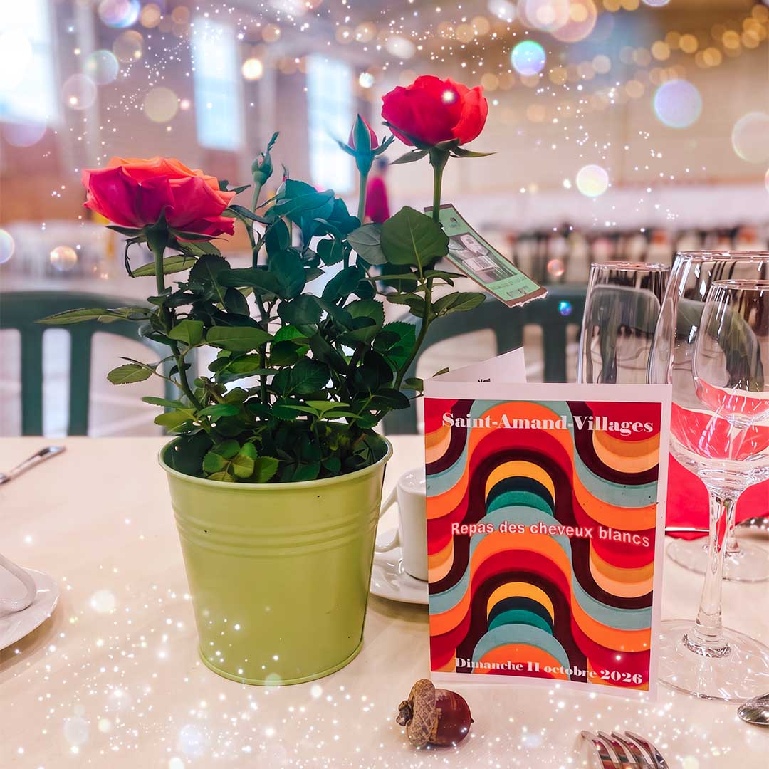 Décoration de table du repas des cheveux blancs 2026
